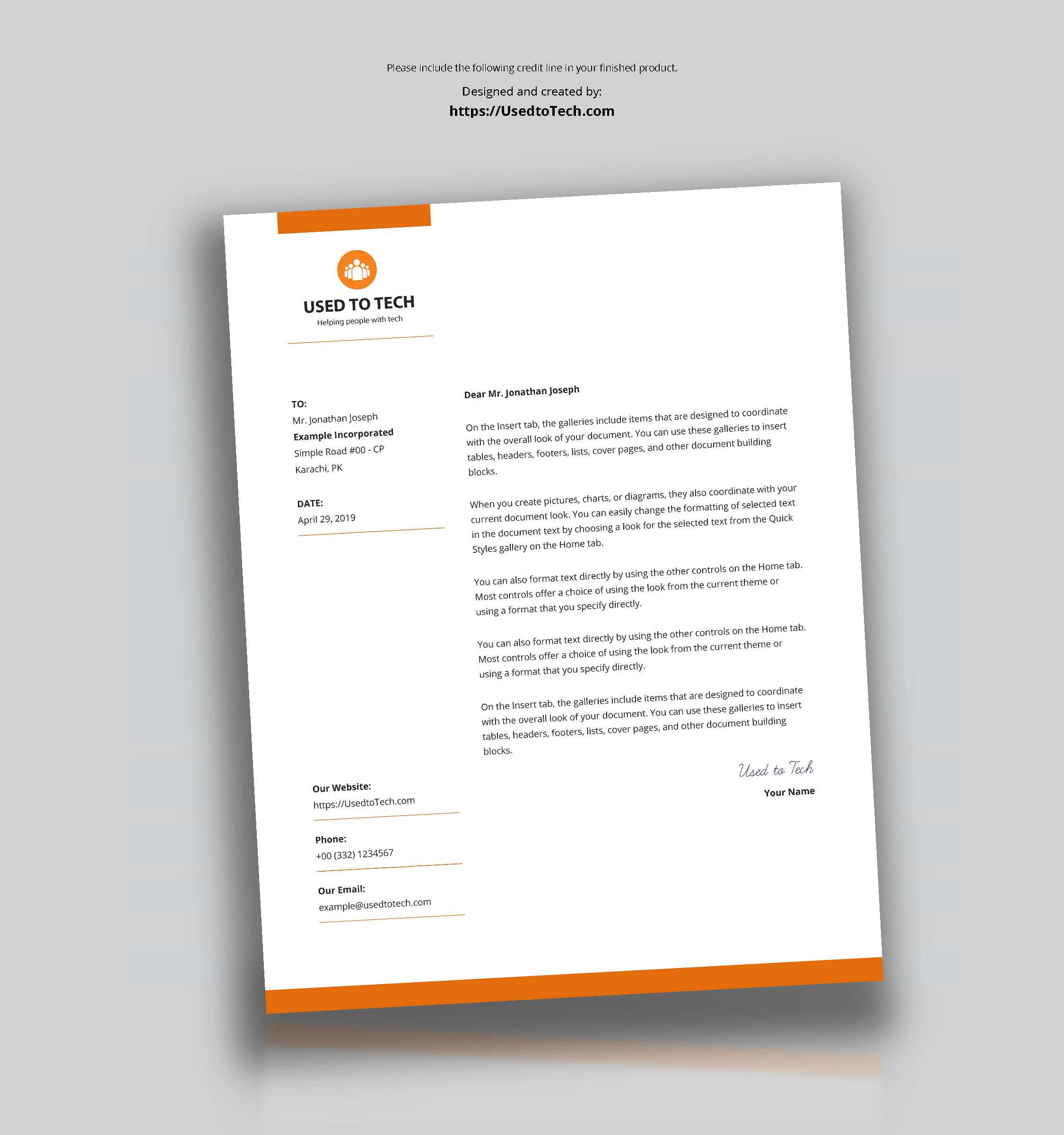 Modern Letterhead Template In Microsoft Word Free – Used To Tech Pertaining To Free Letterhead Templates For Microsoft Word