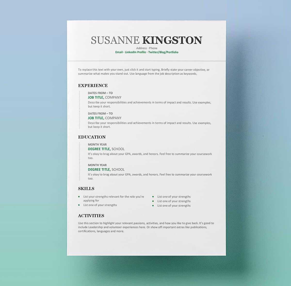 Modern Resume Template In Word – Calep.midnightpig.co Regarding How To Get A Resume Template On Word