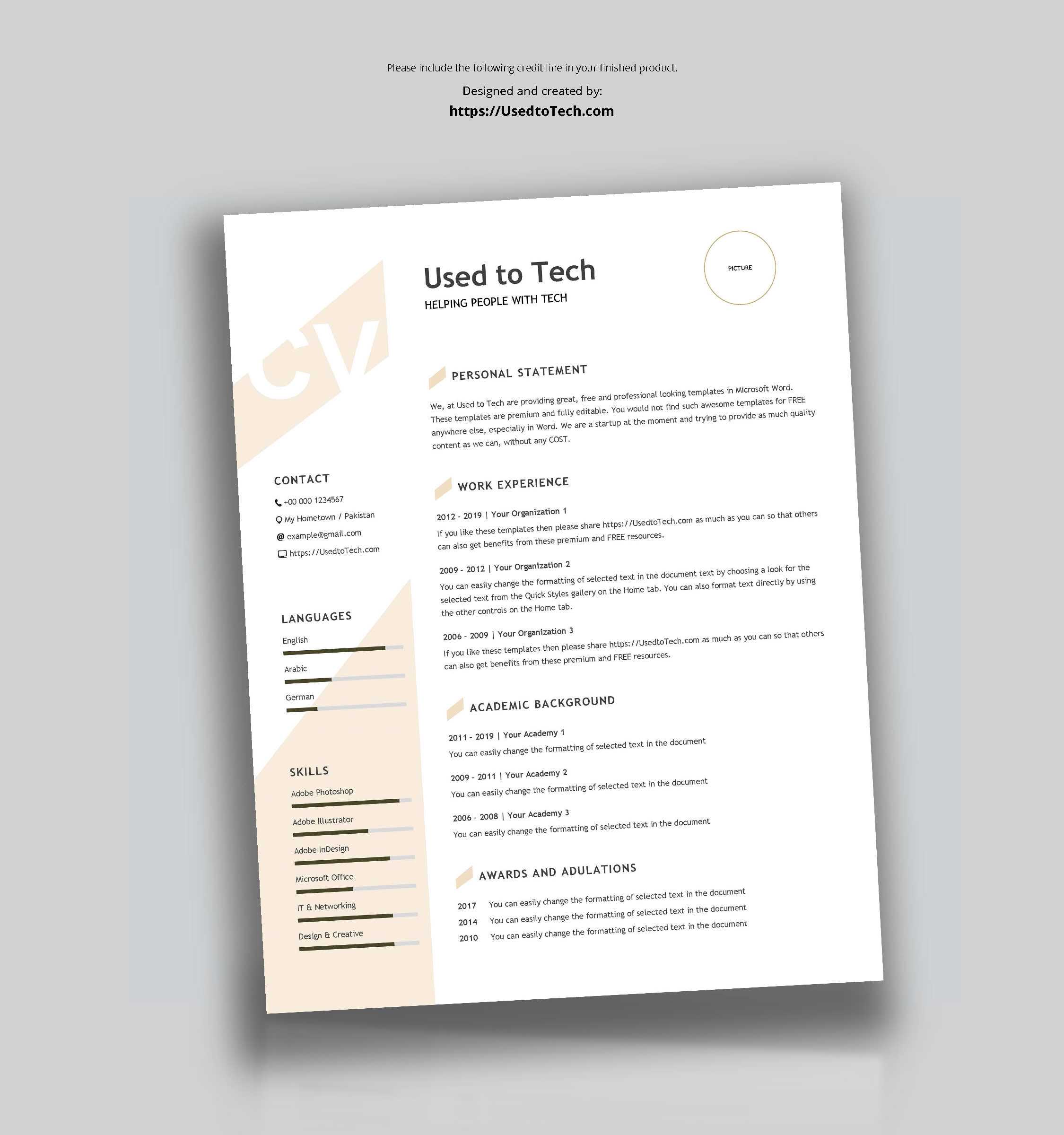 Modern Resume Template In Word Free - Used To Tech For Microsoft Word Resume Template Free