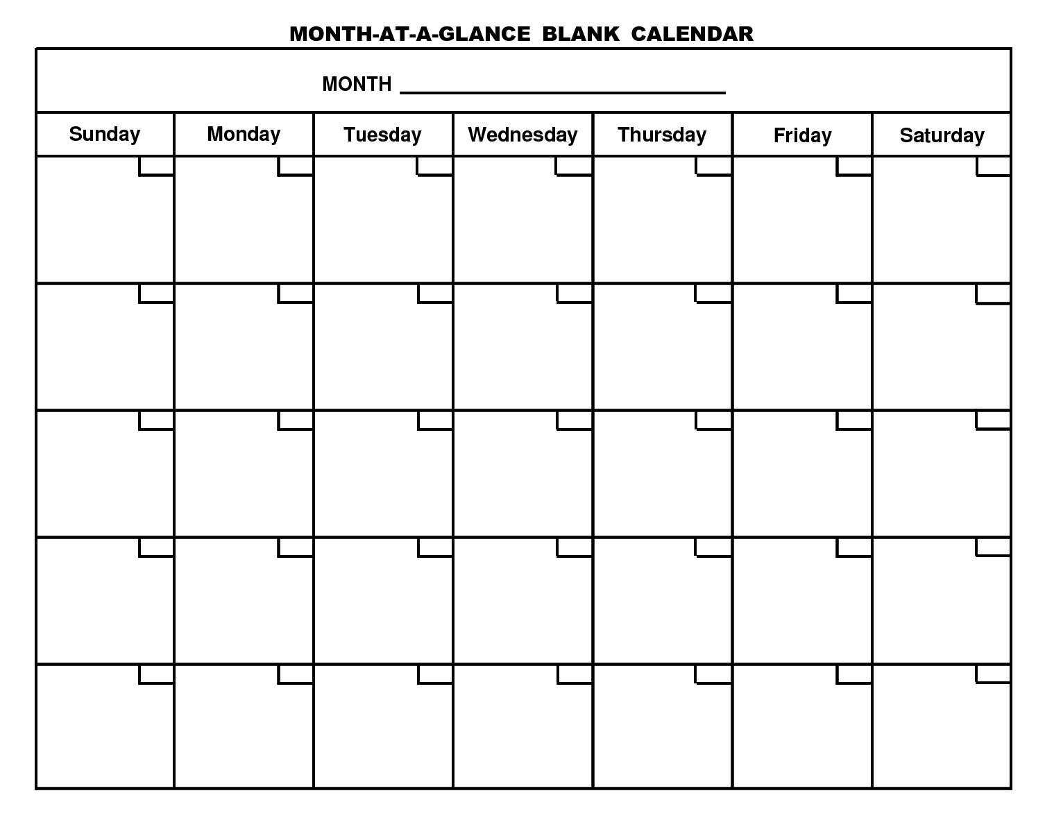 Month At A Glance Blank Calendar Template - Dalep.midnightpig.co For Month At A Glance Blank Calendar Template