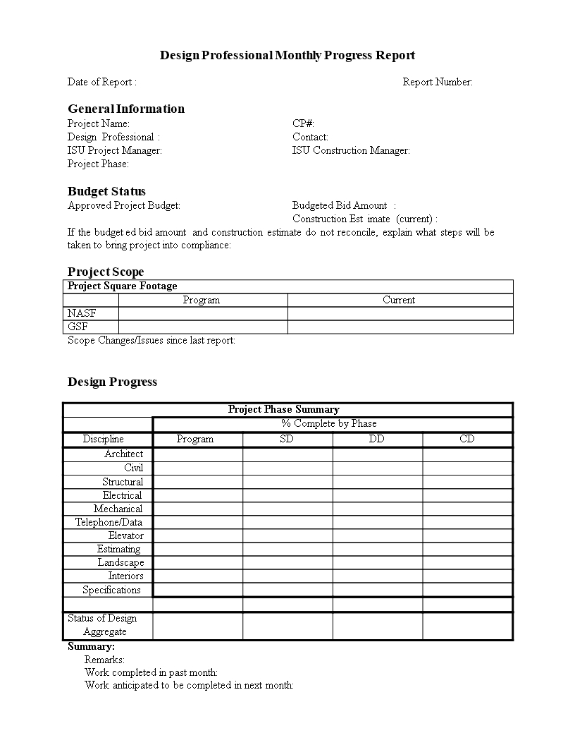 Monthly Progress Report In Word | Templates At Regarding Monthly Project Progress Report Template