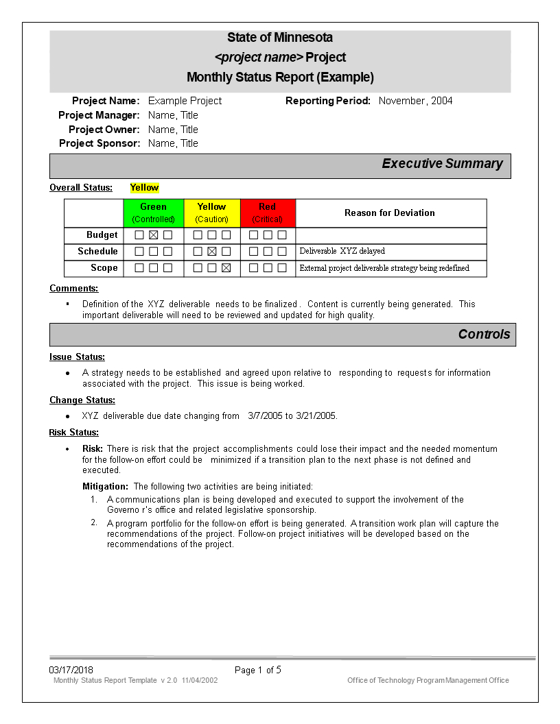 Monthly Status Report | Templates At Allbusinesstemplates Within Executive Summary Project Status Report Template