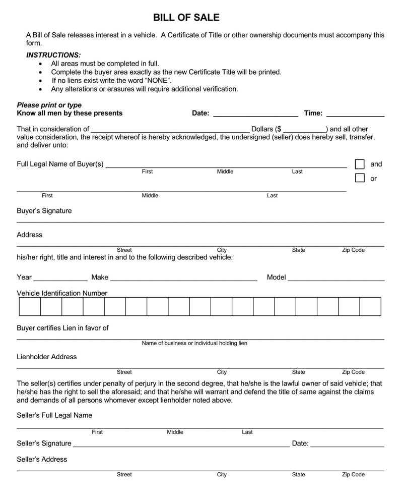 Motorcycle Bill Of Sale (Free Forms & Templates) Word | Pdf Throughout Car Bill Of Sale Word Template
