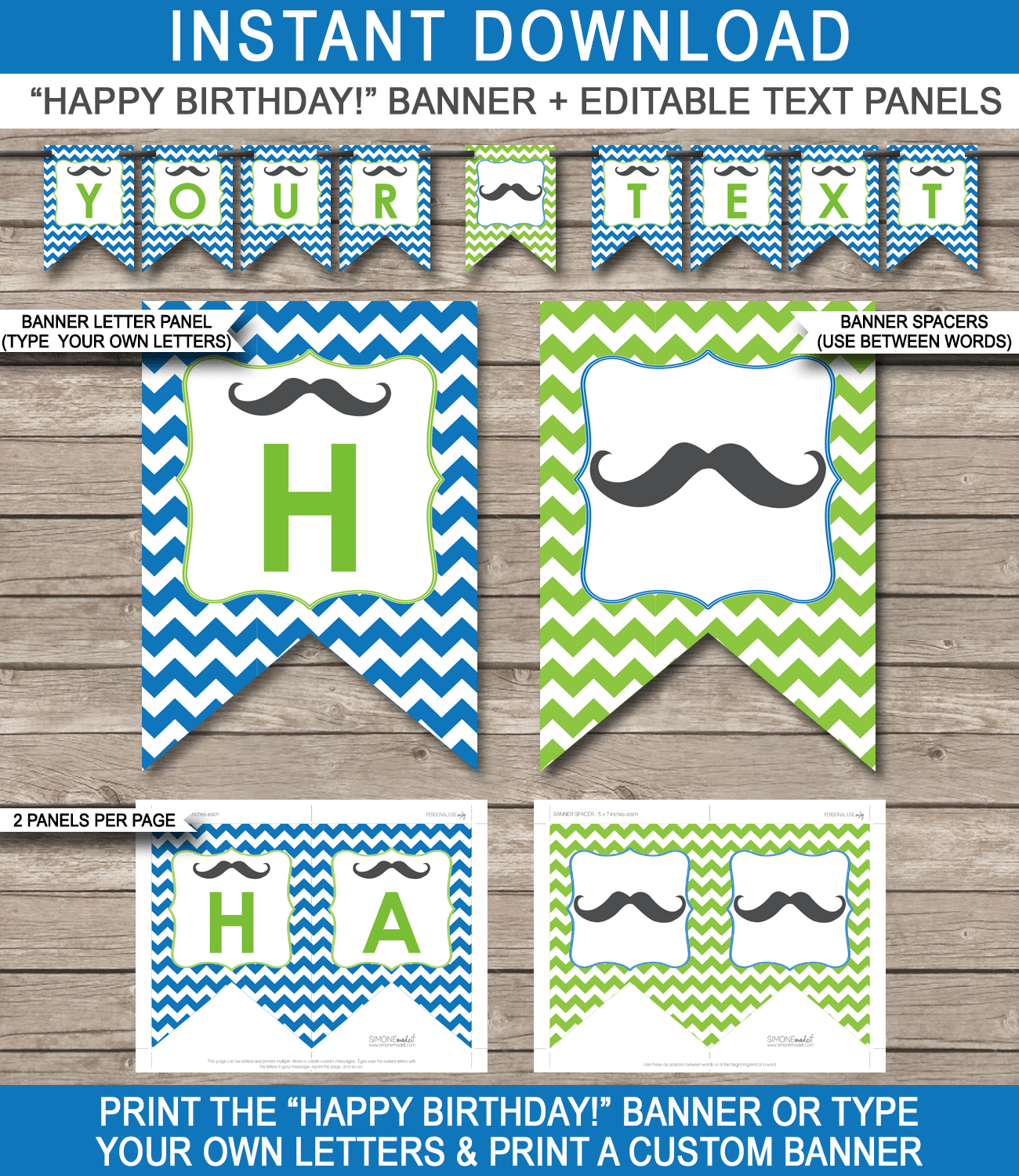 Mustache Party Banner Template Inside Free Printable Party Banner Templates