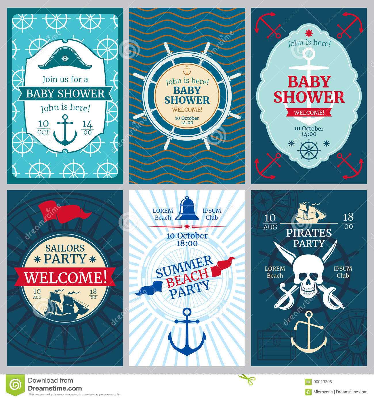 Nautical Baby Shower, Birthday, Beach Party Vector Regarding Nautical Banner Template