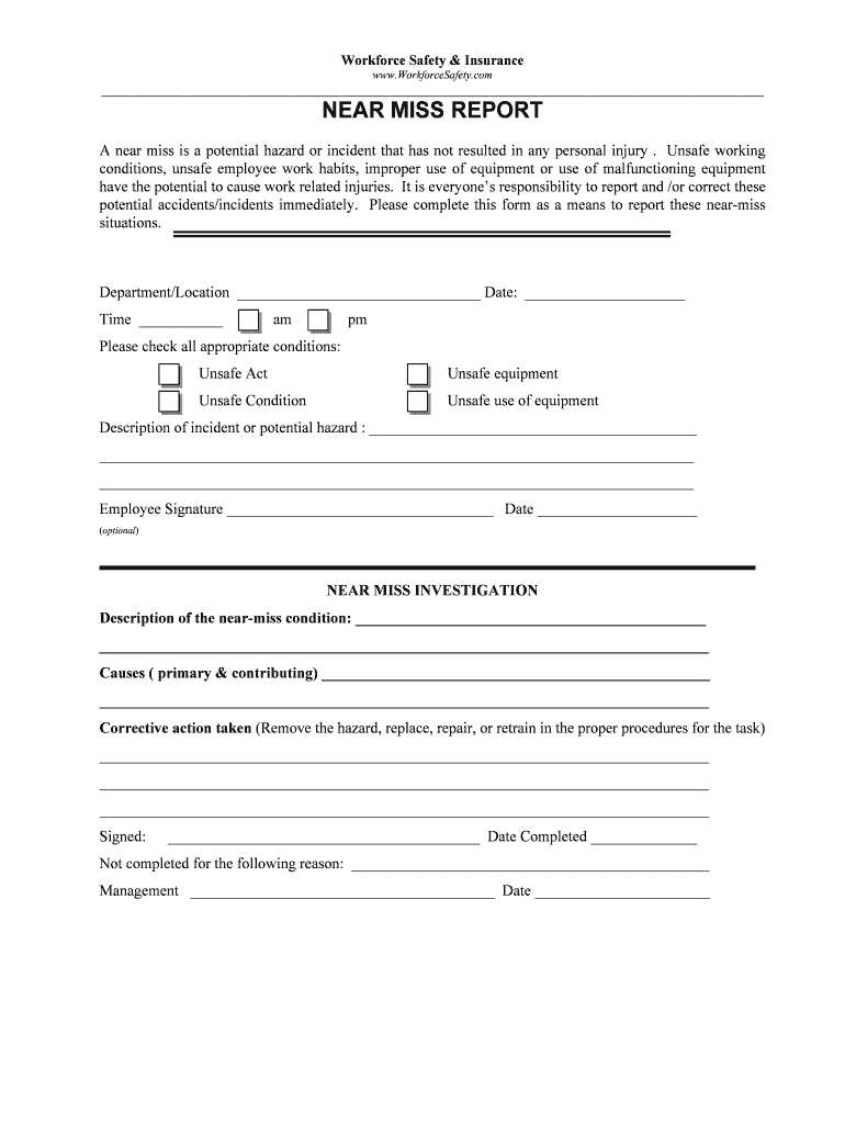 Near Miss Report Form – Fill Online, Printable, Fillable Throughout Medication Incident Report Form Template