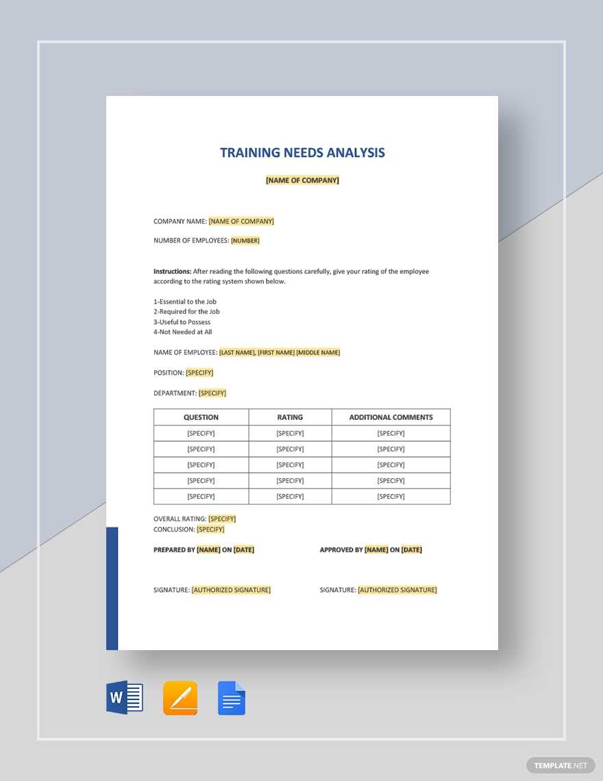 Needs Analysis Template – 20+ For (Word, Excel, Pdf) Throughout Training Needs Analysis Report Template