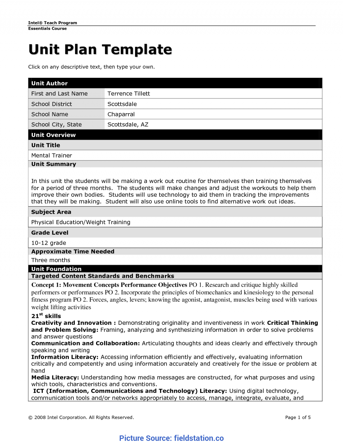 Newest Lesson Plan Template Ontario Blank Unit Lesson Plan Throughout Blank Unit Lesson Plan Template