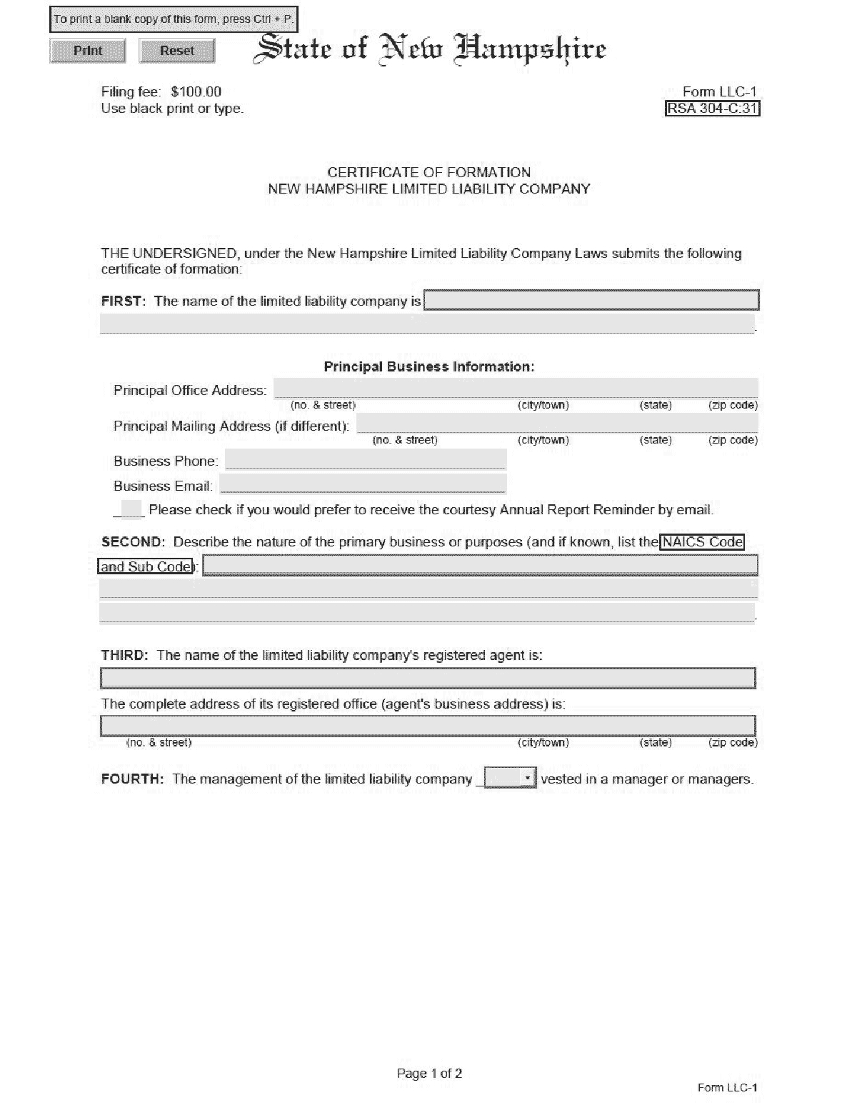 Nh Llc – How To Form An Llc In New Hampshire With Llc Annual Report Template