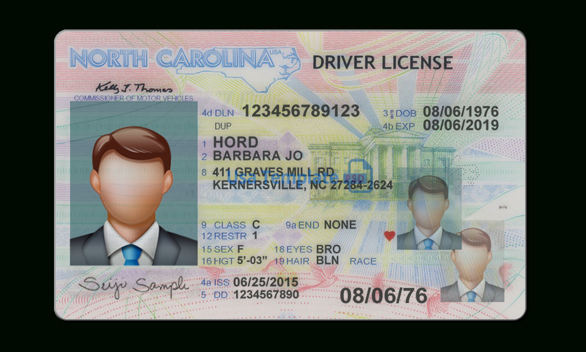 North Carolina Driver License Template Regarding Blank Drivers License Template