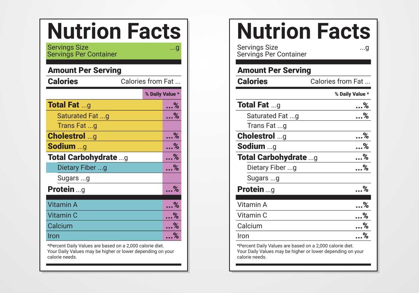 Nutrition Facts Label Vector Templates – Download Free Pertaining To Nutrition Label Template Word