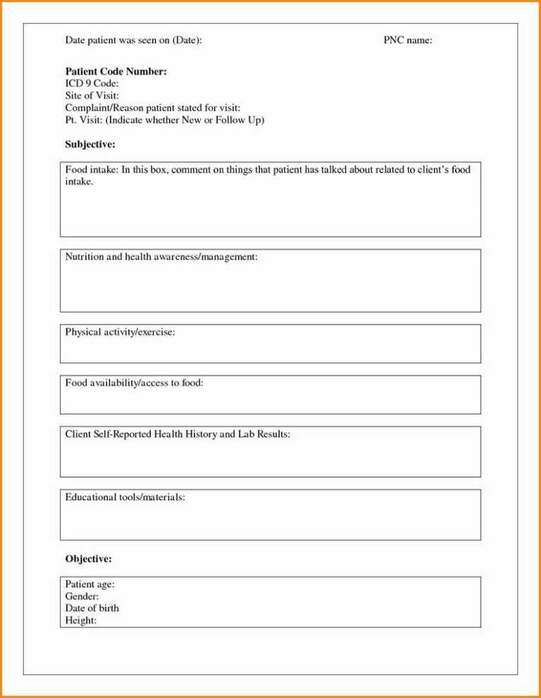 Nutrition Intake Form Template New 30 Blank Soap Note For Blank Soap 