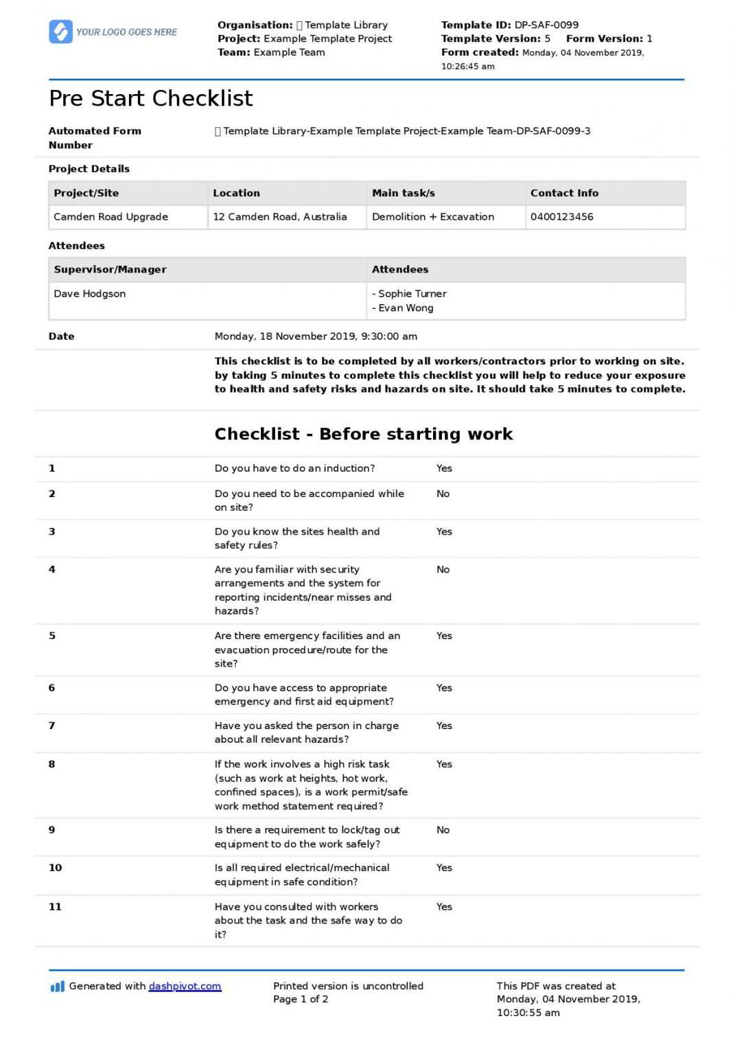 Ohs Monthly Report Template Audit Hazard Inspection Checklist With Regard To Ohs Monthly Report Template