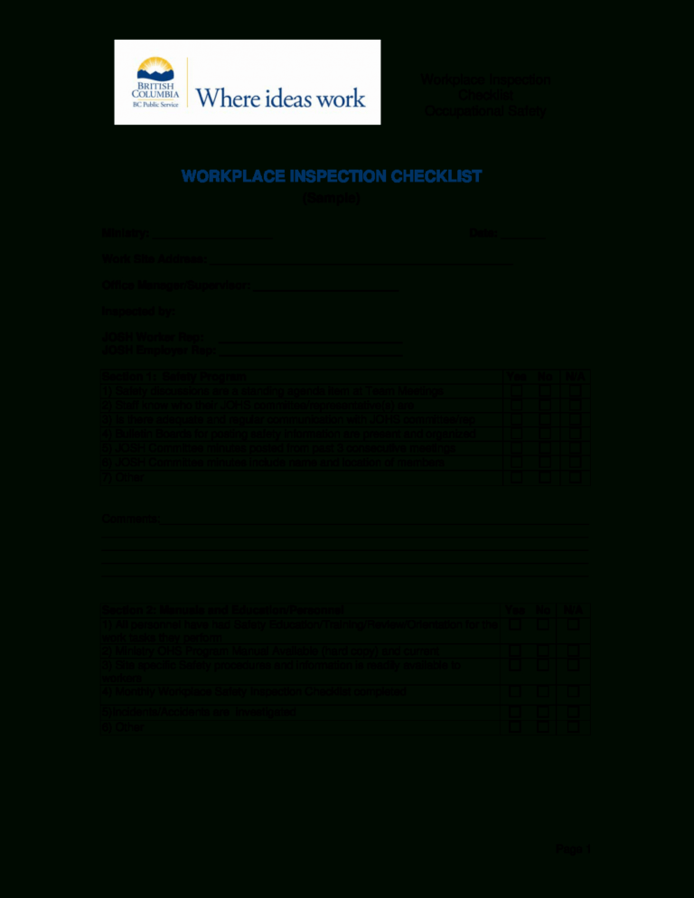 Ohs Monthly Report Template Audit Safety Checklist with Ohs Monthly ...