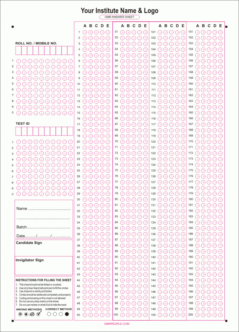 Omr Sheet Checker Software- Omr Scanner, Omr Software In Blank Answer ...