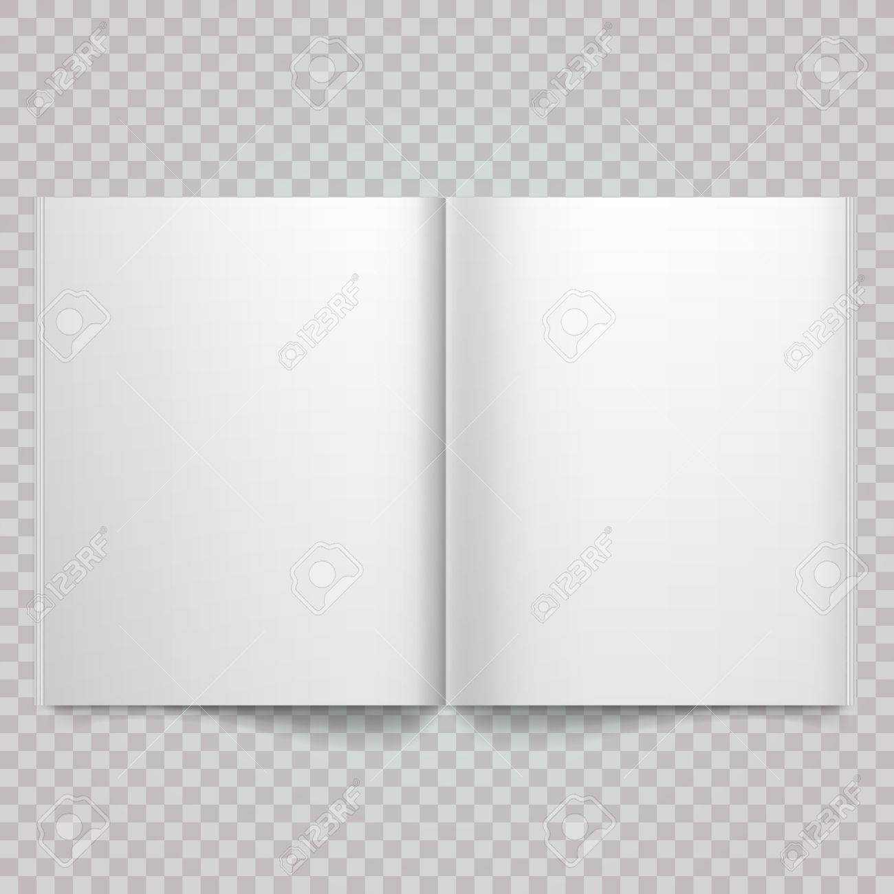 Open Magazine Double Page Spread With Blank Pages. Isolated White.. Regarding Blank Magazine Spread Template