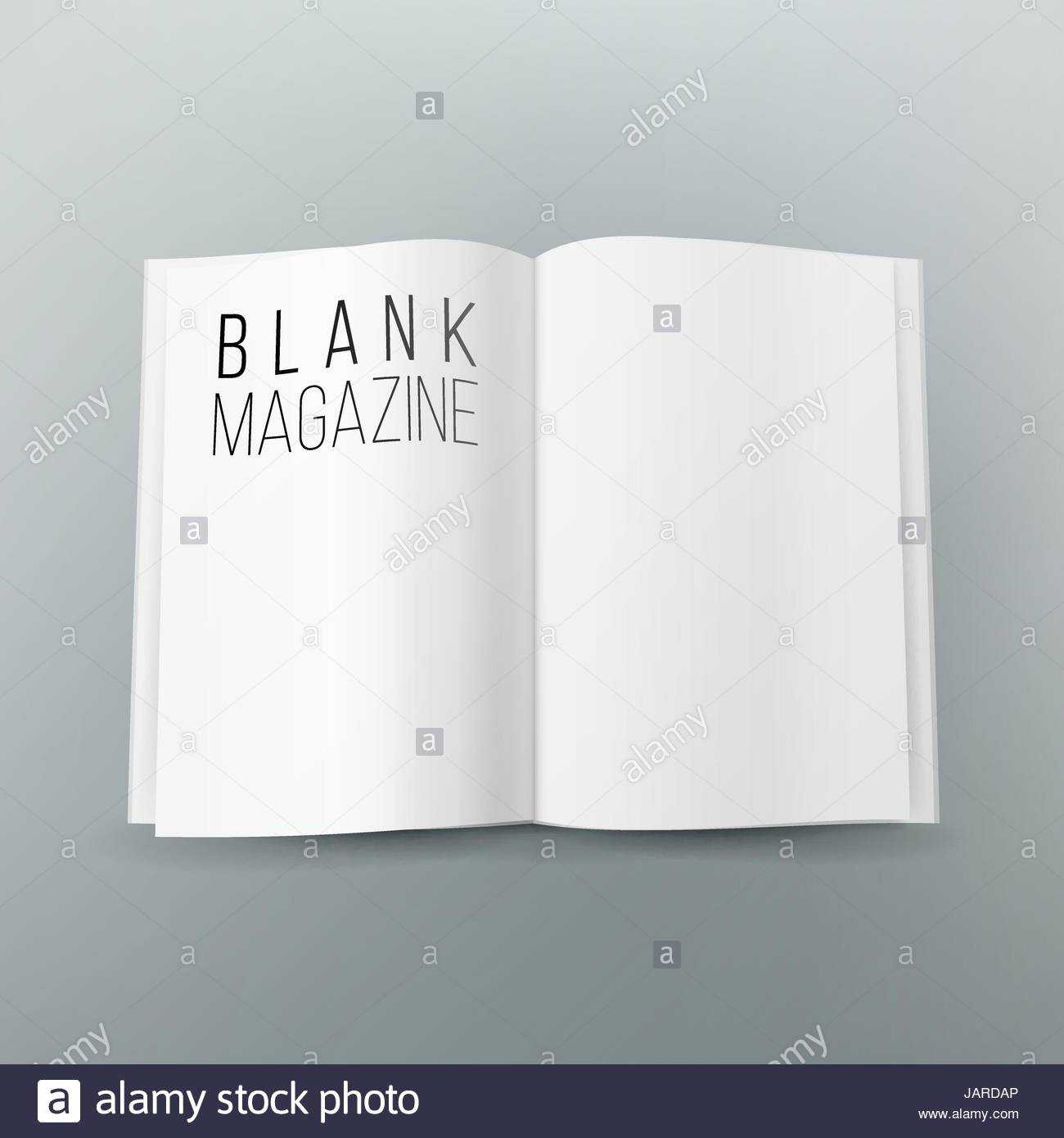 Open Magazine Spread Blank Vector. 3D Realistic Template In Blank Magazine Spread Template