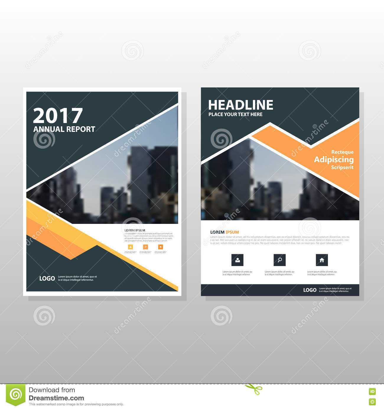 Orange Black Triangle Vector Annual Report Leaflet Brochure In Annual Report Template Word Free Download
