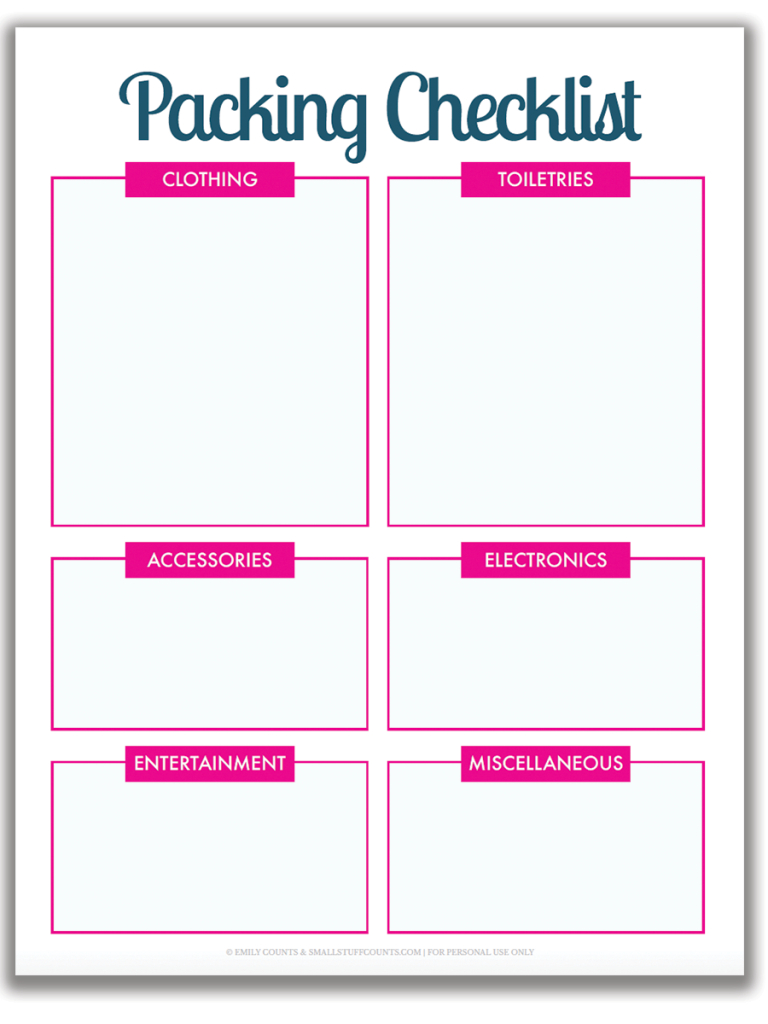 Organized Travel: A Free Printable Packing List For Your Inside Blank Packing List Template