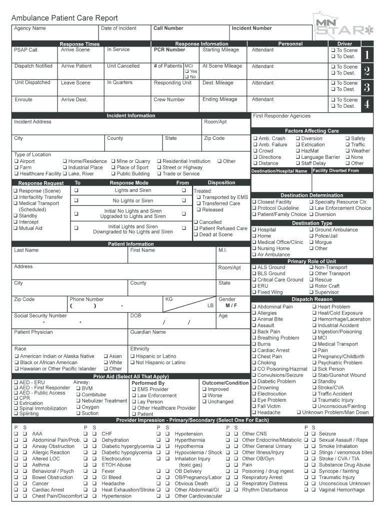 Patient Care Report – Fill Out And Sign Printable Pdf Template | Signnow Throughout Patient Care Report Template
