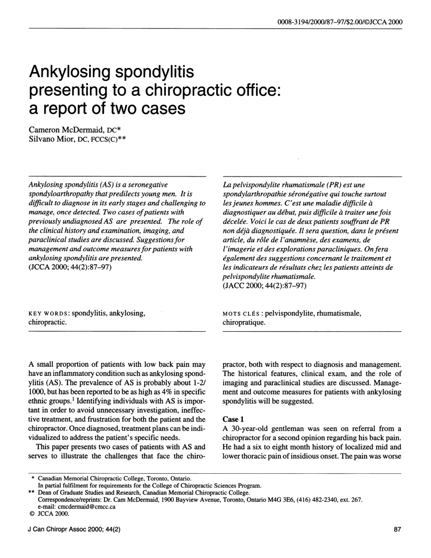 Pdf) Ankylosing Spondylitis Presenting To A Chiropractic Within Chiropractic X Ray Report Template