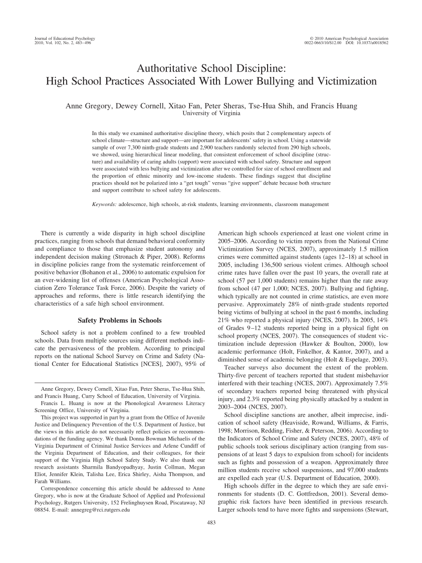 Pdf) Authoritative School Discipline: High School Practices Inside School Psychologist Report Template