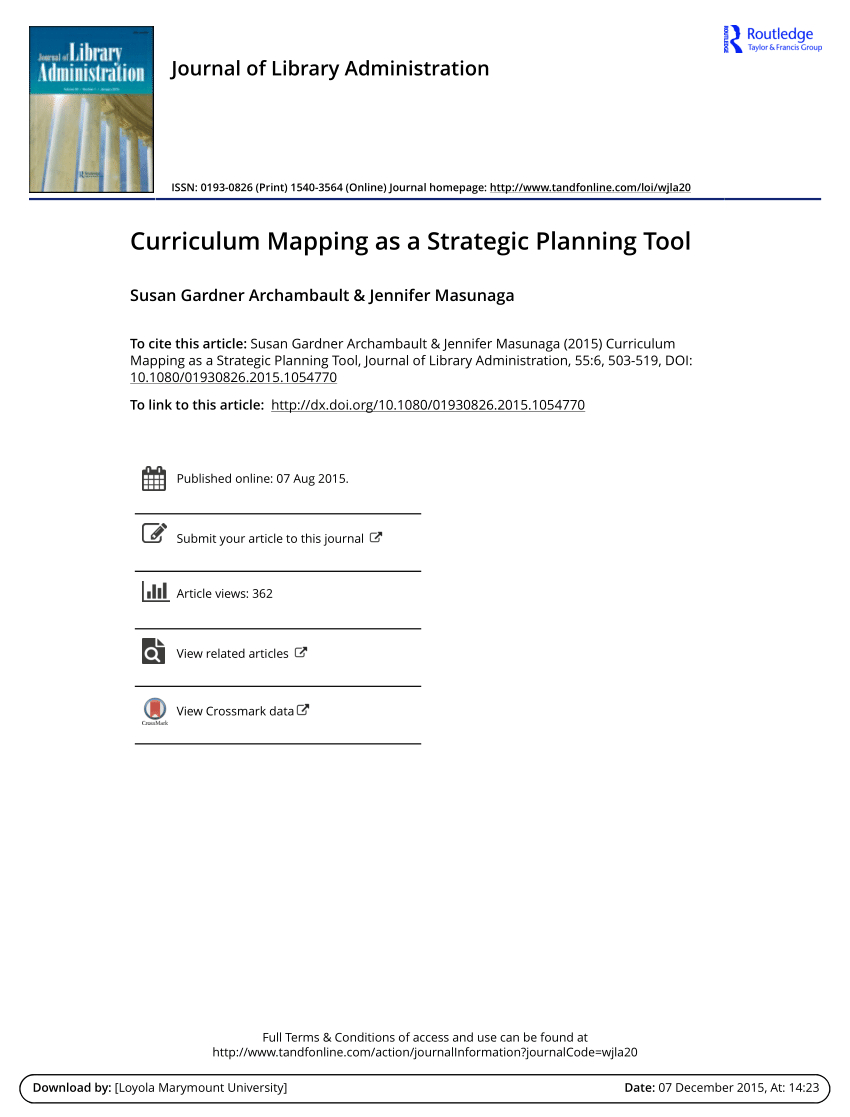 Pdf) Curriculum Mapping As A Strategic Planning Tool Within Blank Curriculum Map Template