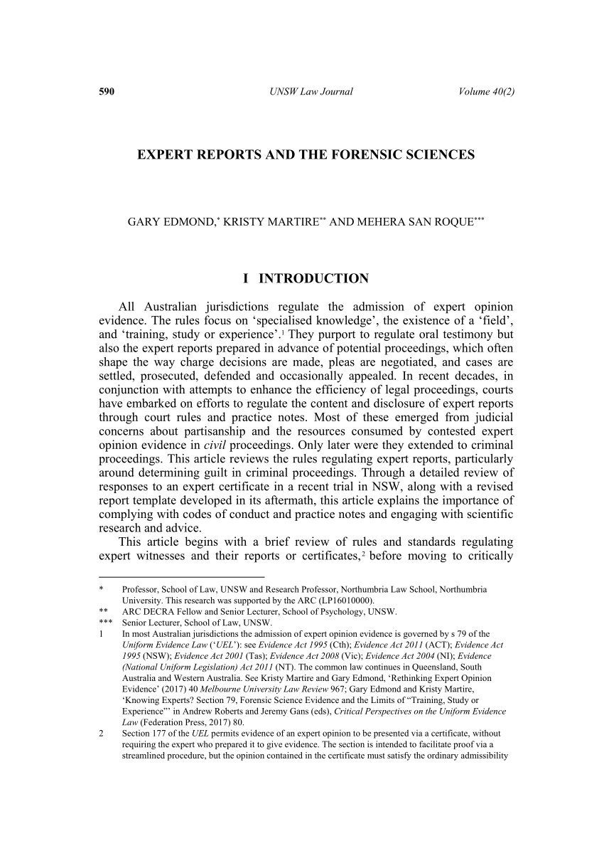 Pdf) Expert Reports And The Forensic Sciences Inside Expert Witness Report Template