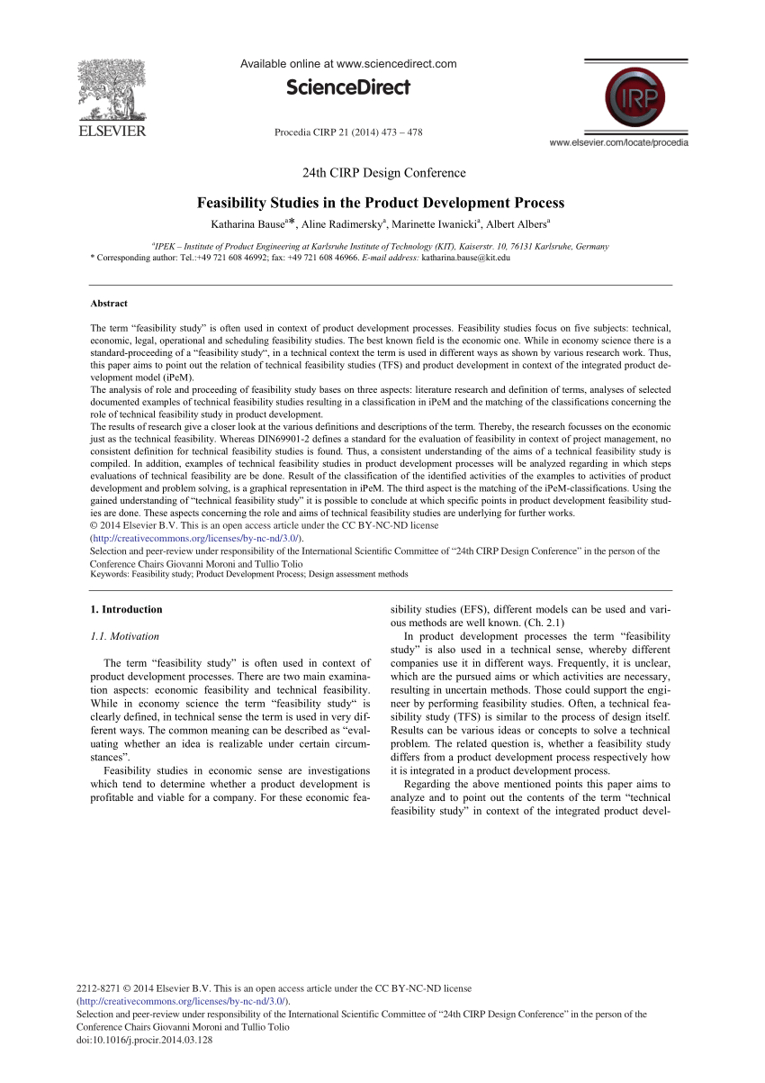 Pdf) Feasibility Studies In The Product Development Process With Regard To Technical Feasibility Report Template