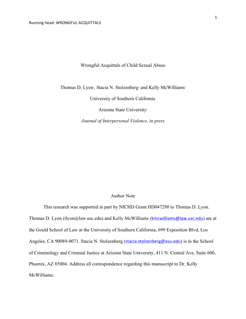 Pdf) Wrongful Acquittals Of Child Sexual Abuse. Throughout Acquittal Report Template