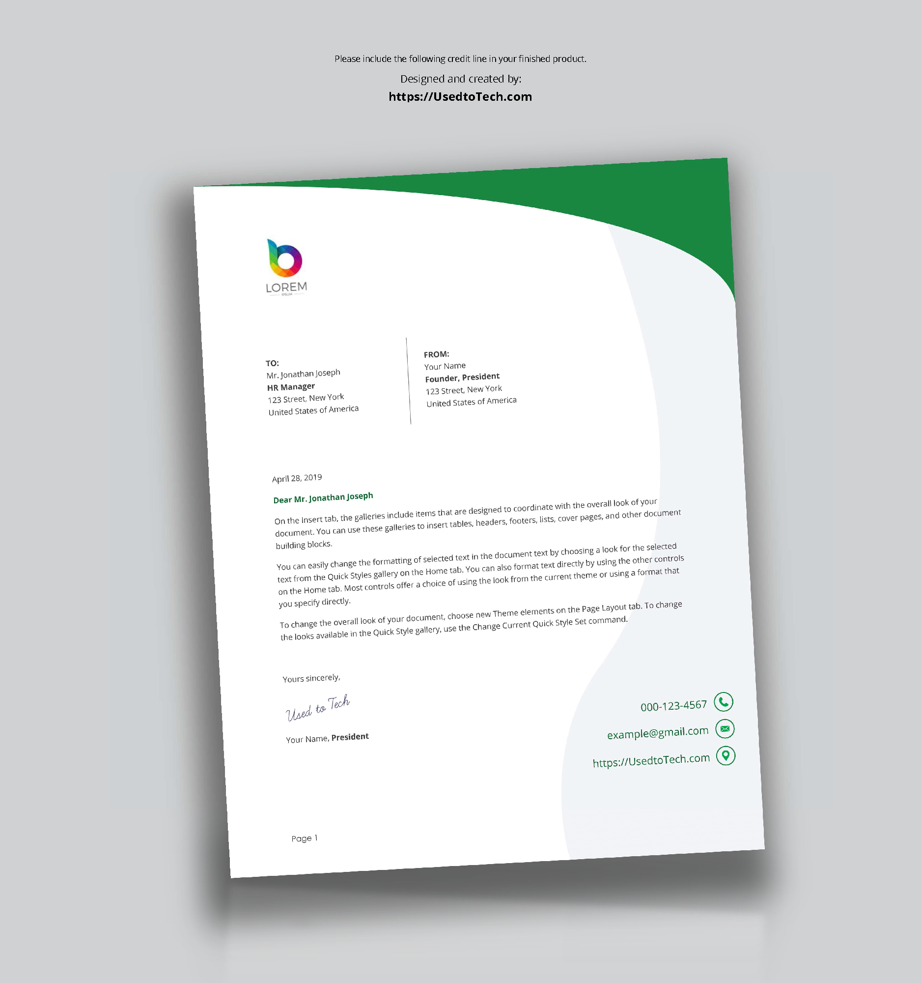 Perfect Letterhead Design In Word Free - Used To Tech For Free Letterhead Templates For Microsoft Word
