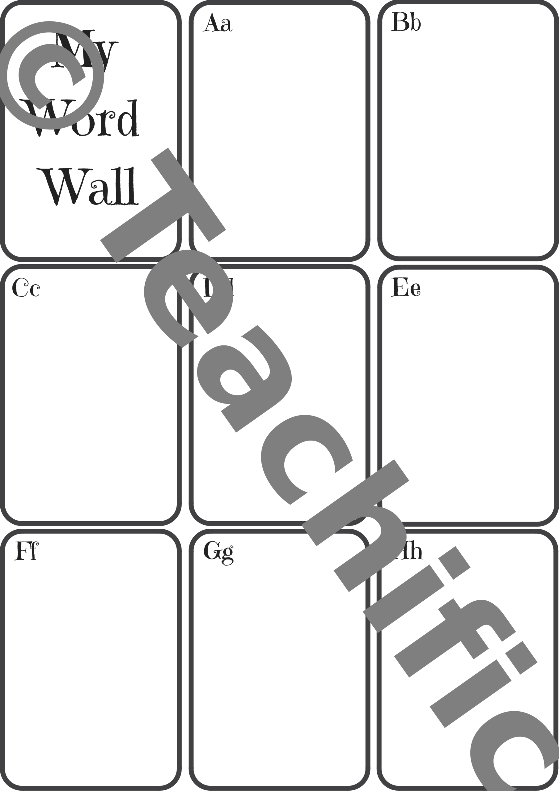 Personal Word Wall Set 1 A Z Template | Teachific Intended For Personal Word Wall Template