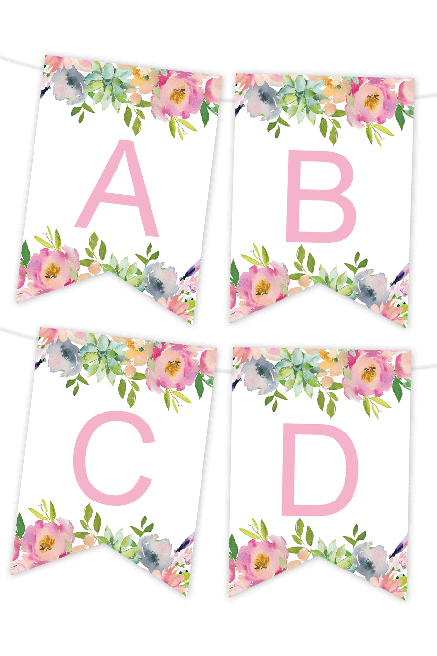 Pink Floral Printable Banner – Chicfetti Throughout Free Bridal Shower Banner Template