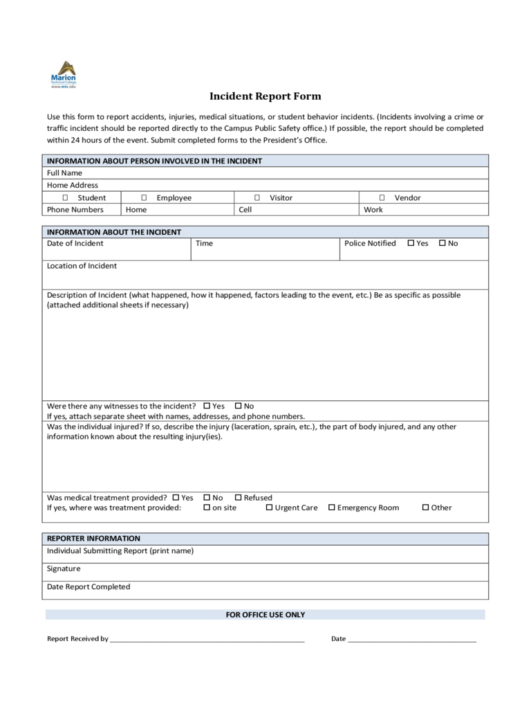 Police Incident Report Form – 3 Free Templates In Pdf, Word With Office Incident Report Template