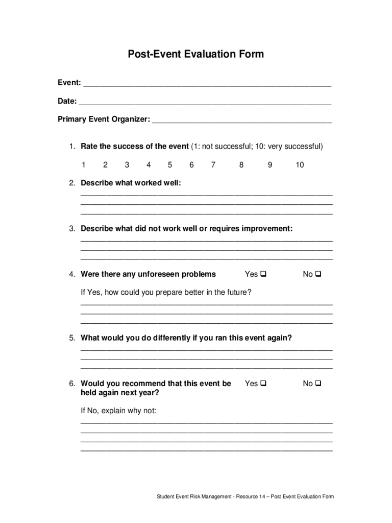 Post Event Evaluation Template Free Download - Calep For Event Debrief Report Template