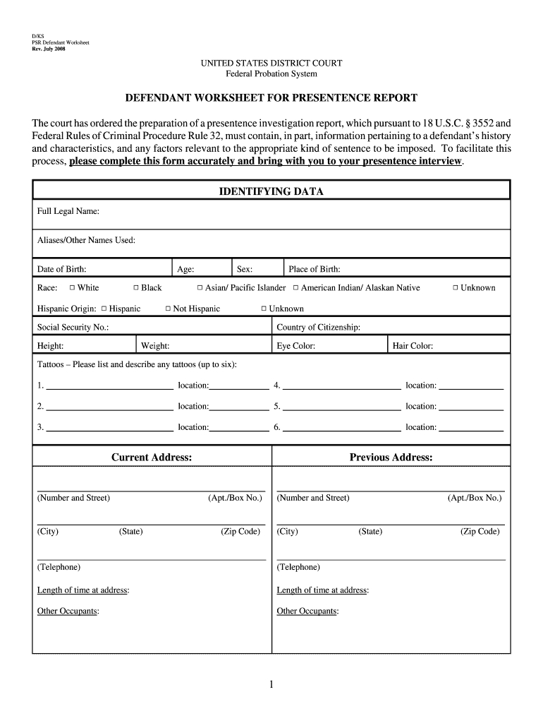 Presentence Investigation – Fill Out And Sign Printable Pdf Template |  Signnow Throughout Presentence Investigation Report Template