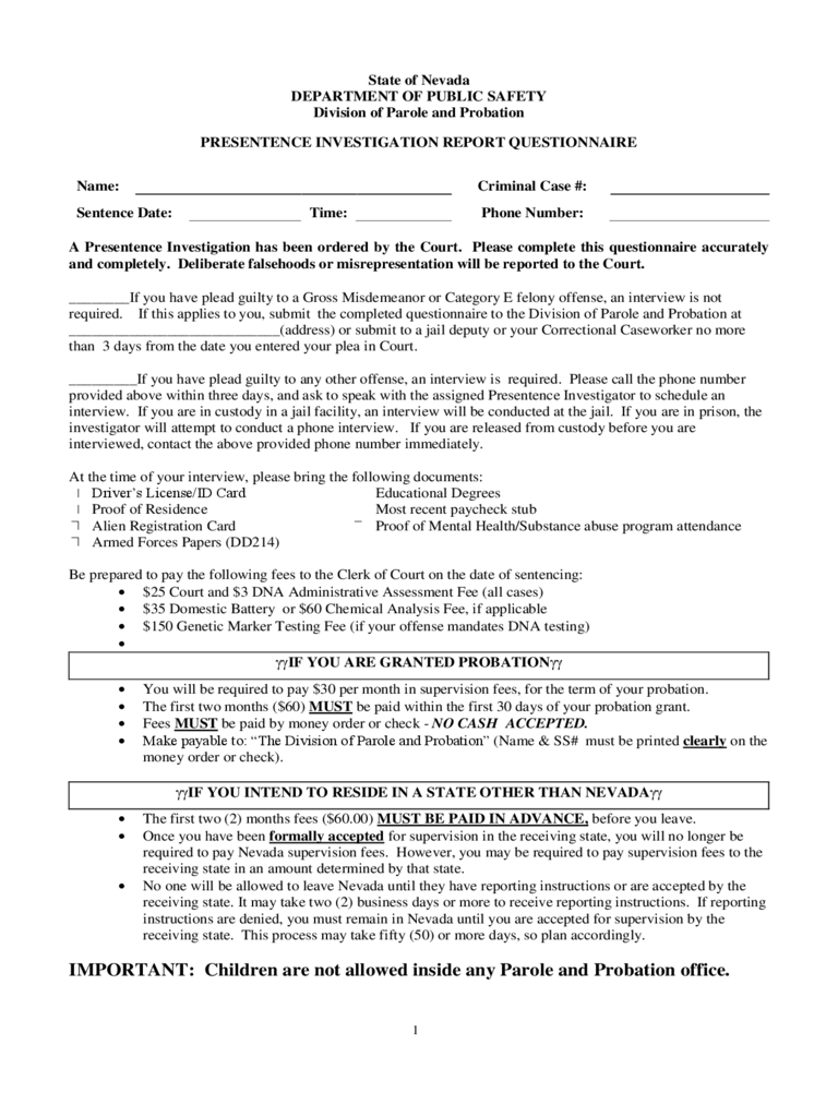 Presentence Investigation Report Form – 2 Free Templates In With Regard To Presentence Investigation Report Template