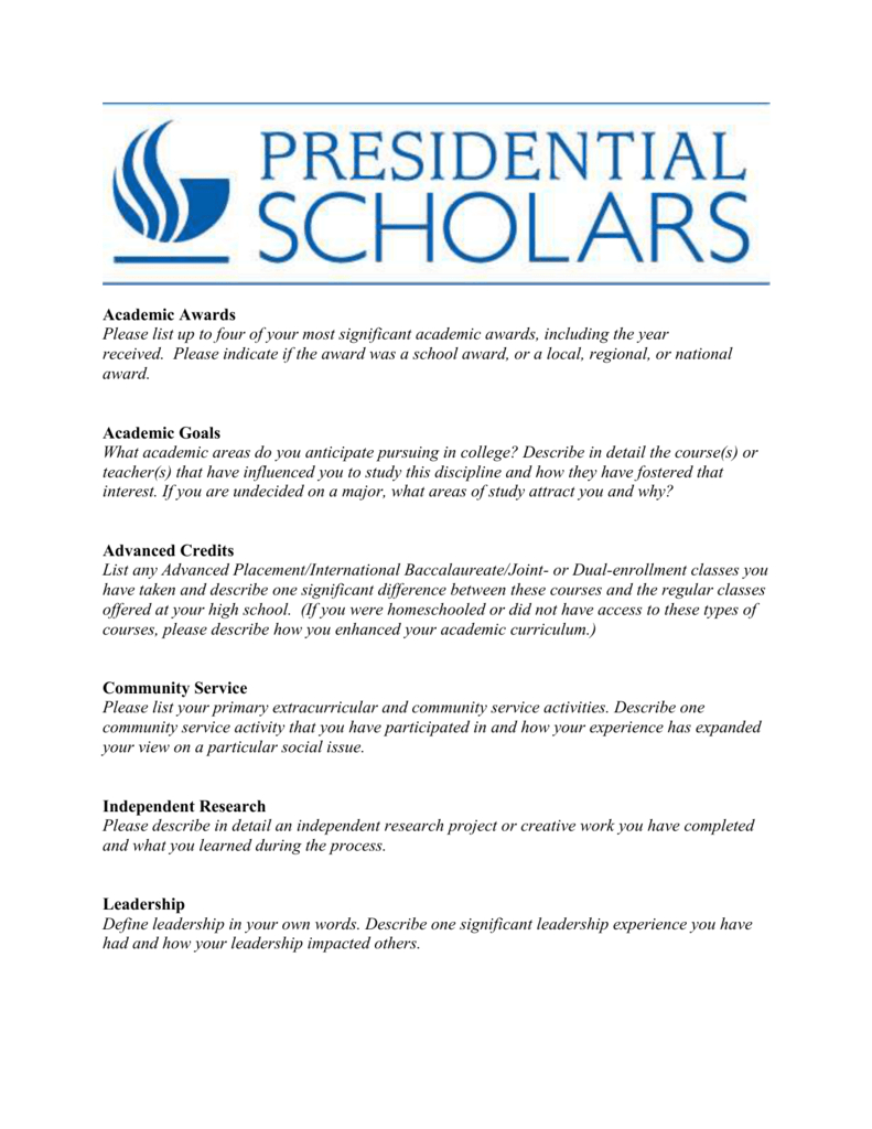 Presidential Scholarship Word Template – Honors College Intended For Community Service Template Word
