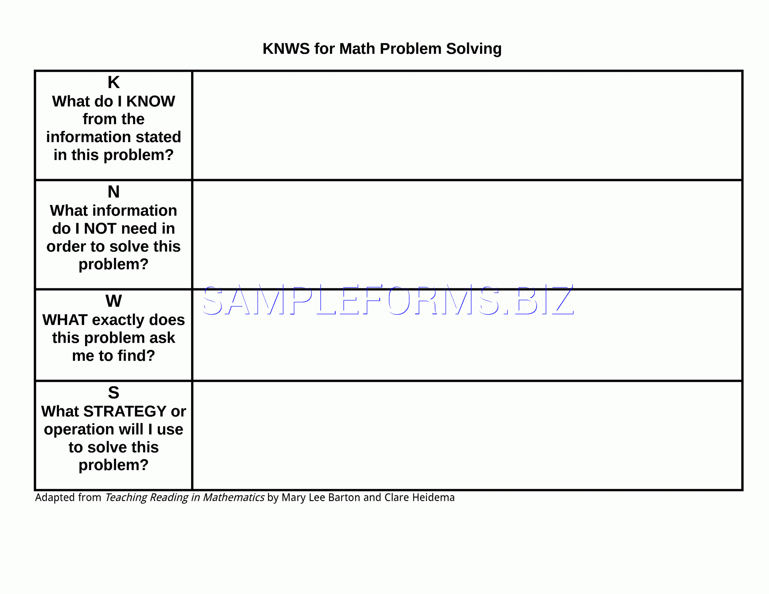 Preview Pdf Kwl Chart For Math Problem Solving, 1 Regarding Kwl Chart Template Word Document