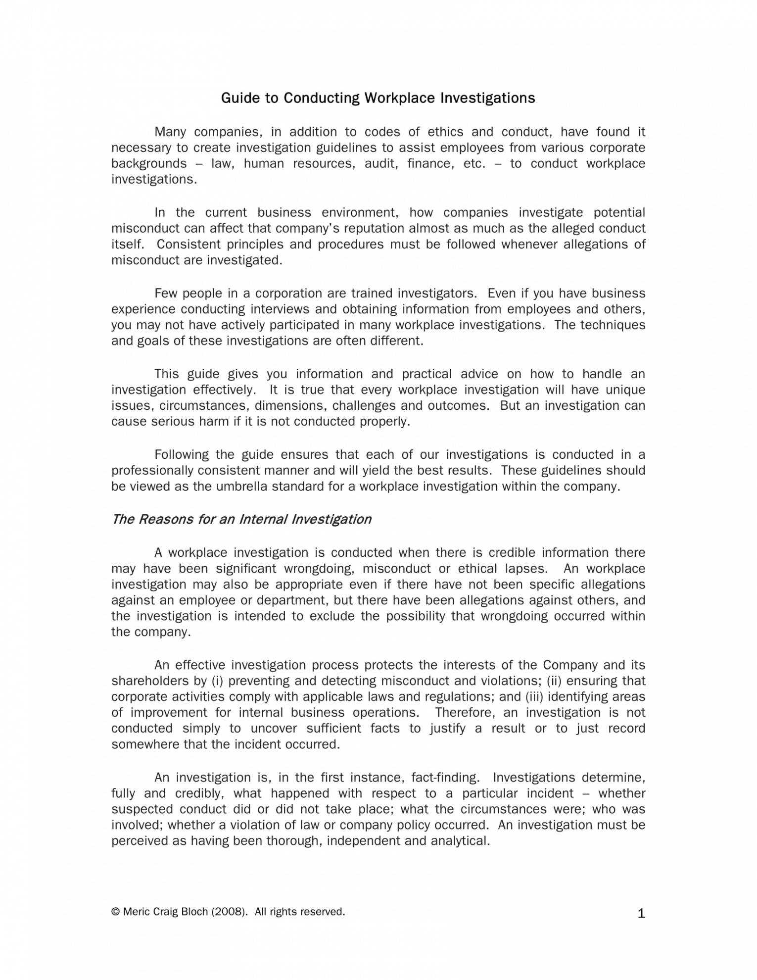 Printable 10 Workplace Investigation Report Examples Pdf Within Investigation Report Template Doc