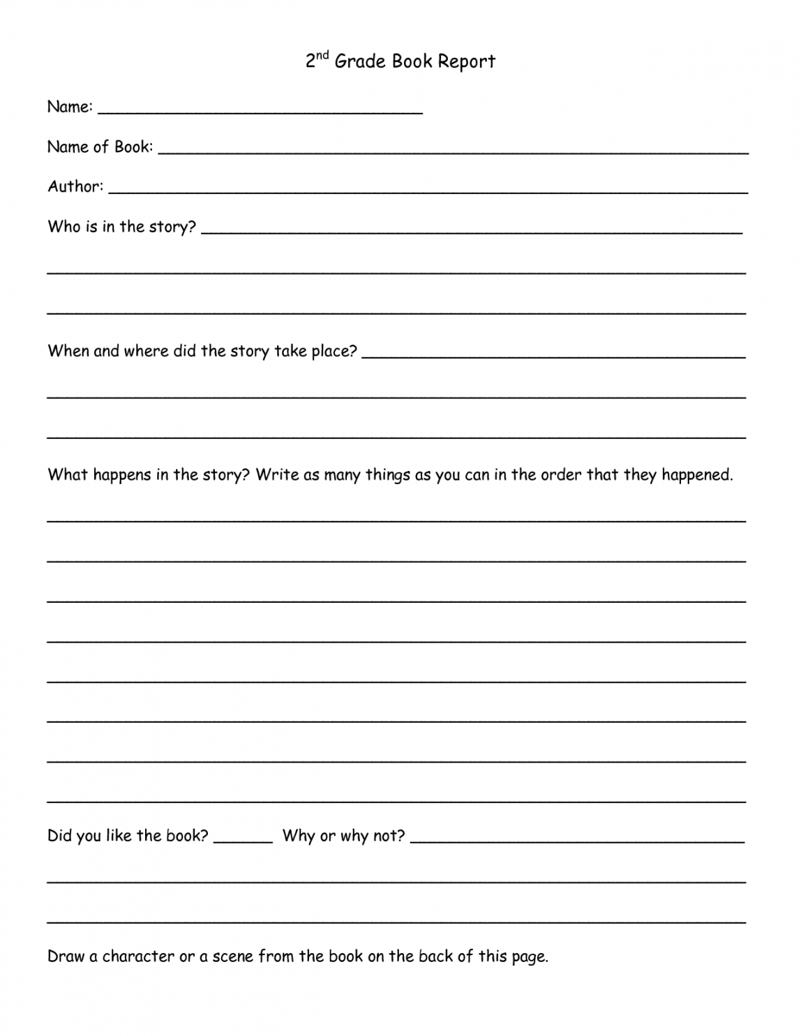 Printable 2Nd Grade Book Report Template Google Search 2Nd Pertaining To Story Report Template