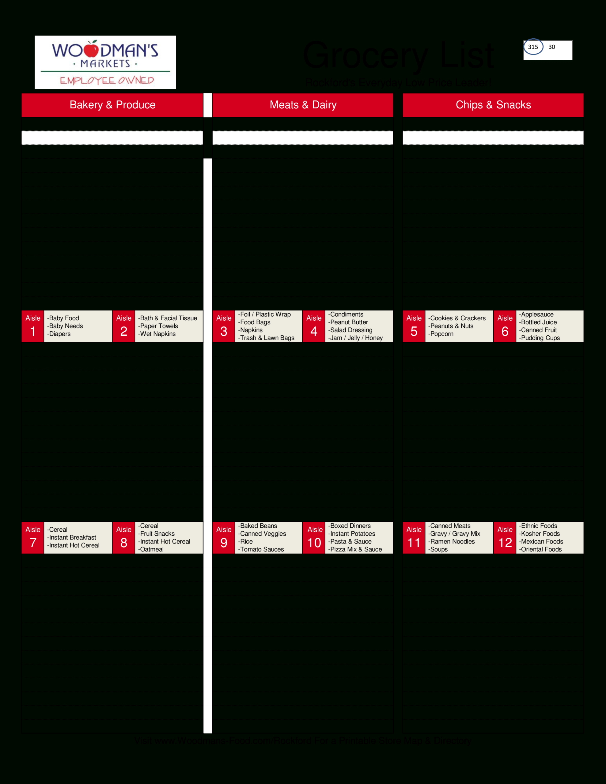 Printable Blank Grocery List | Templates At Inside Blank Grocery Shopping List Template