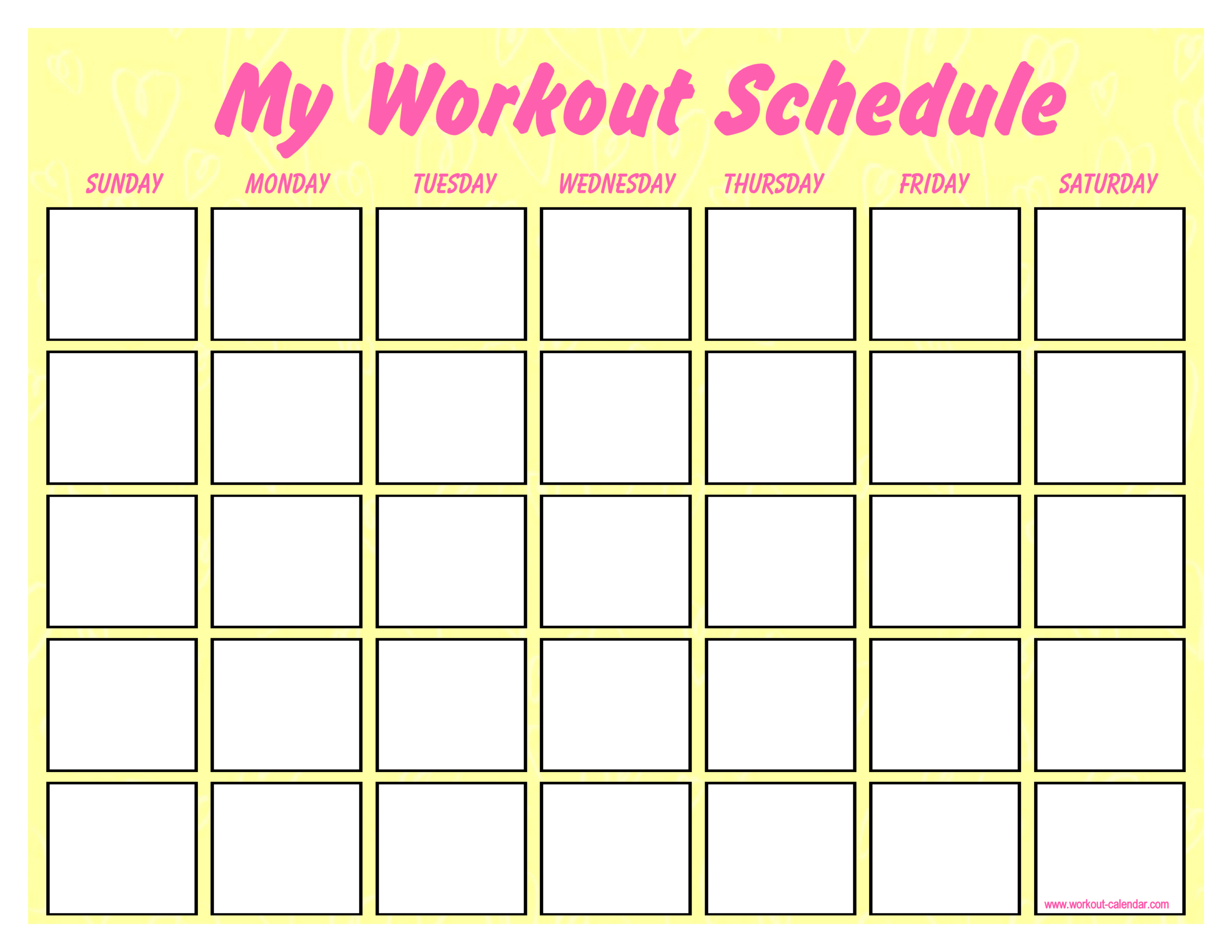 Printable Blank Workout Schedule | Templates At Within Blank Workout Schedule Template