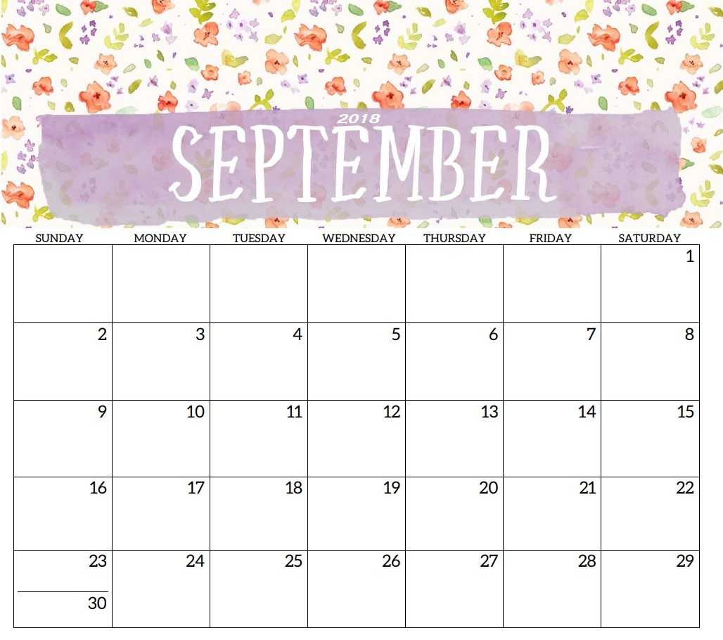 Printable Calendar September 2018 For Kids | Printable 2019 For Blank Calendar Template For Kids