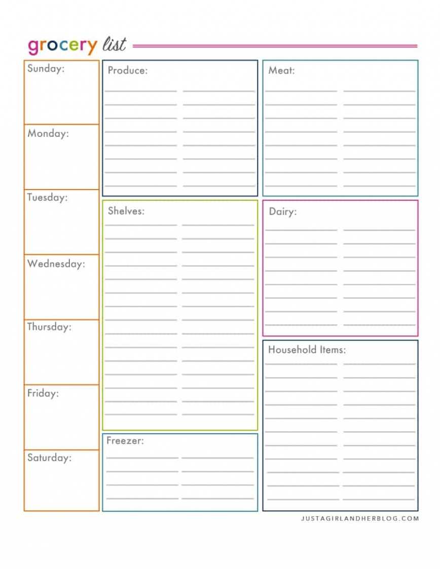 Printable Grocery Lists Template | Printablepedia With Regard To Blank Checklist Template Pdf