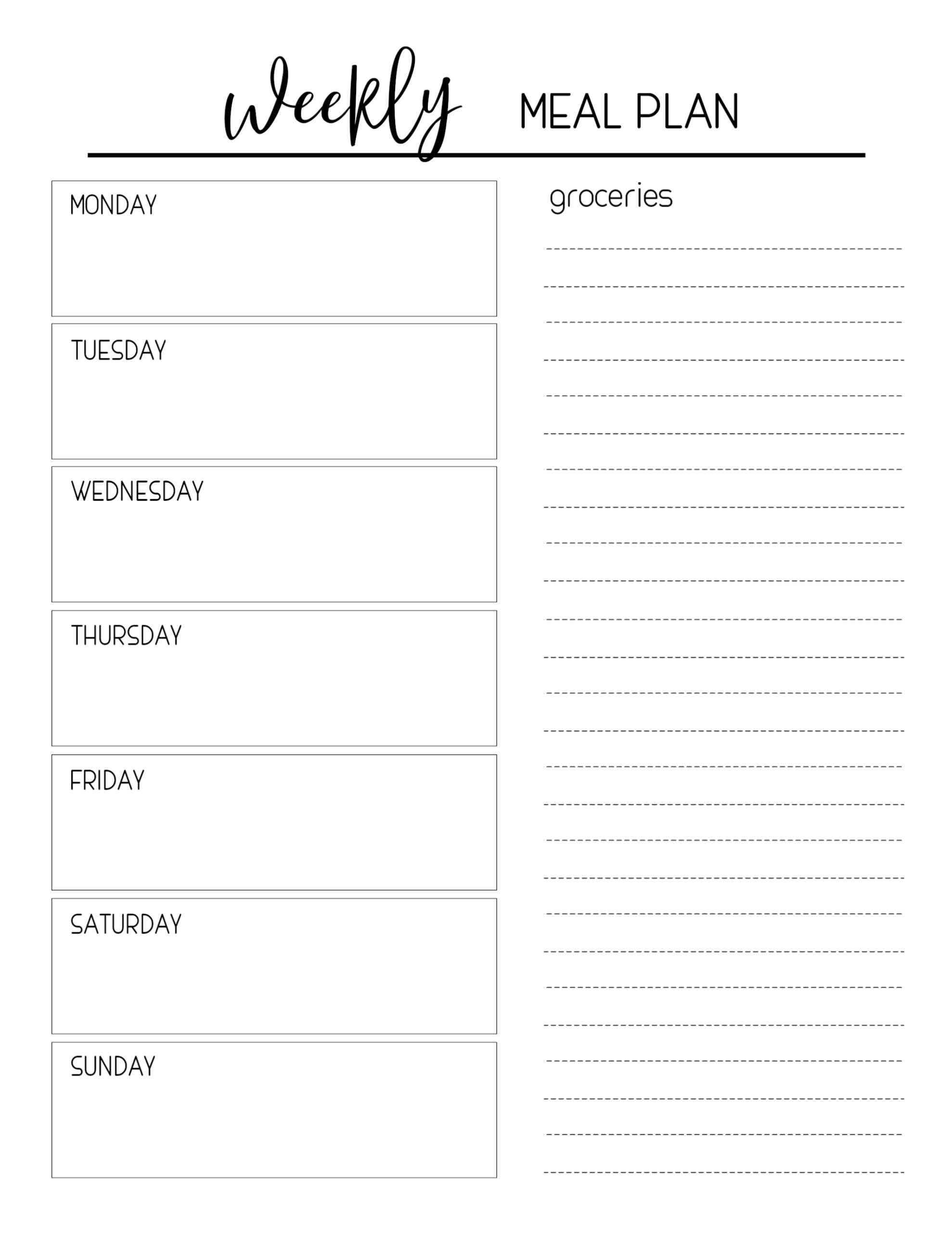 Printable Meal Planning Template – Paper Trail Design In Blank Meal Plan Template