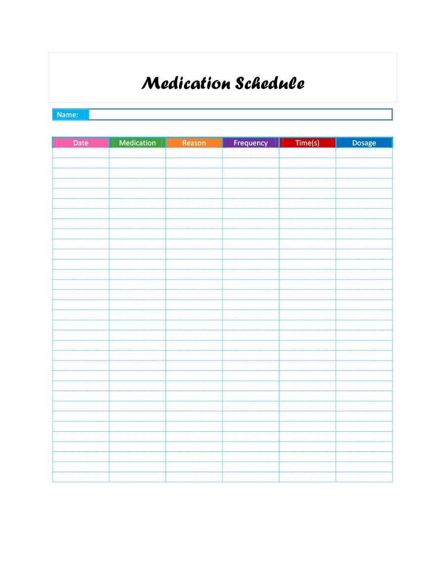 Printable Medicine Time Chart – Duna Regarding Blank Medication List Templates