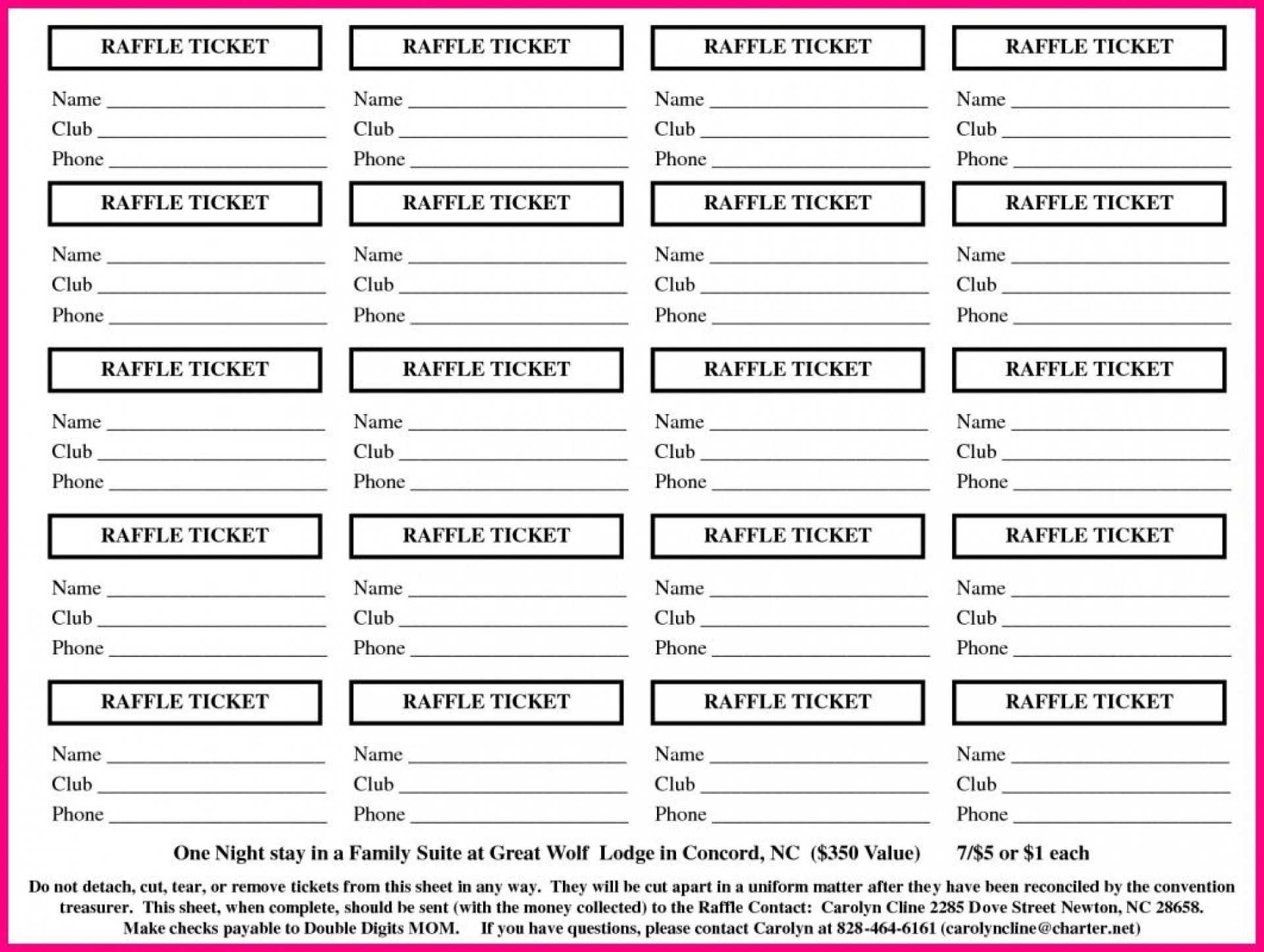 Printable Raffle Tickets Template Free - Calep.midnightpig.co Within Free Raffle Ticket Template For Word
