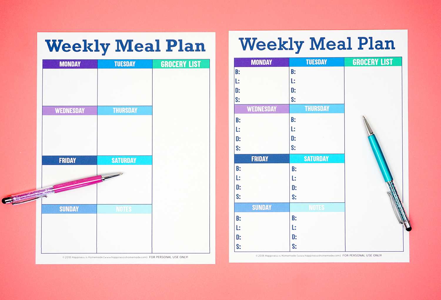 Printable Weekly Meal Planner Template – Happiness Is Homemade Intended For Blank Meal Plan Template