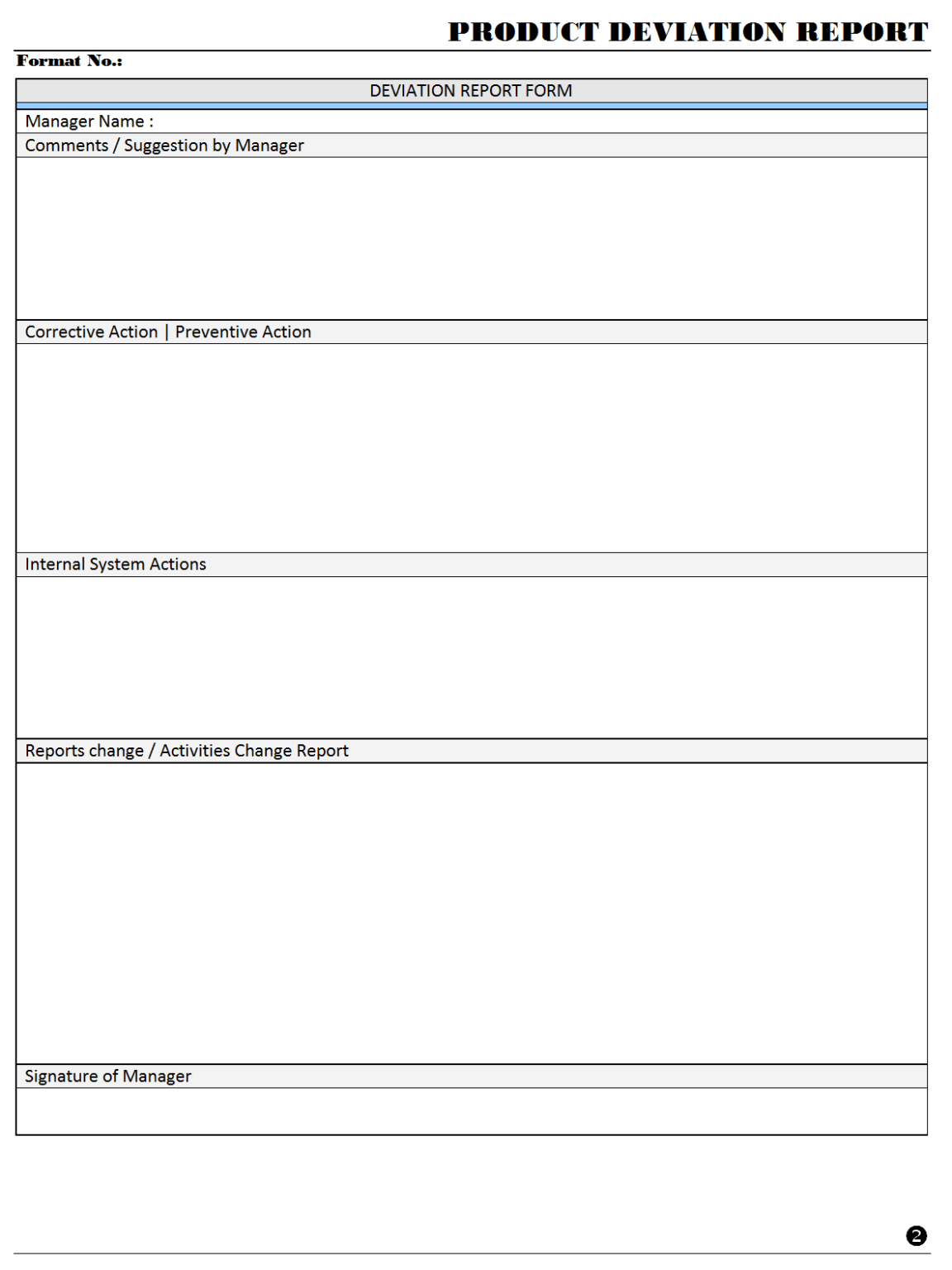 Product Deviation Report Format | Samples | Excel Document for ...